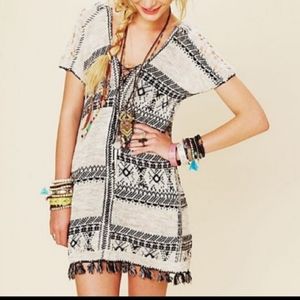 Free People Festival Boho Open Knit Long Sweater Tunic Top Coverup Small
